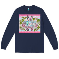 Navy happy easter bunny Long Sleeve Tee - BarkalooDesign