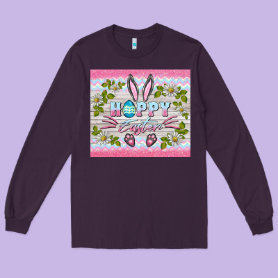Happy Easter Bunny Long Sleeve Tee Designed By Barkaloodesign