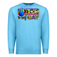 Ocean Blue it's ok to say gay Premium Sweatshirt - Zillion Design Studio