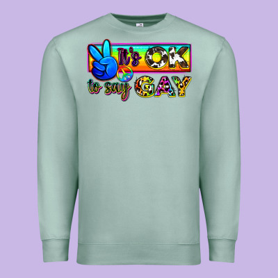 It's Ok To Say Gay Premium Sweatshirt Designed By Zillion Design Studio