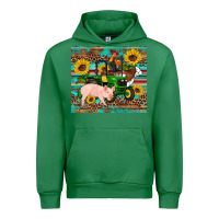 Emerald western farm tractor pig rooster cow sunflowers Urban Hoodie - Artiststas