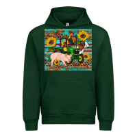 Forest Green western farm tractor pig rooster cow sunflowers Urban Hoodie - Artiststas