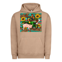 Pigment Burro western farm tractor pig rooster cow sunflowers Urban Hoodie - Artiststas