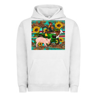 Pigment Lunar Rock western farm tractor pig rooster cow sunflowers Urban Hoodie - Artiststas