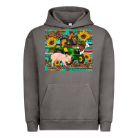 Pigment Tornado western farm tractor pig rooster cow sunflowers Urban Hoodie - Artiststas