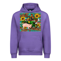 Tulip western farm tractor pig rooster cow sunflowers Urban Hoodie - Artiststas