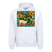 White western farm tractor pig rooster cow sunflowers Urban Hoodie - Artiststas