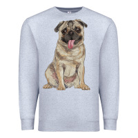 Heather Grey pug Premium Sweatshirt - RanaPortraitStore