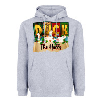 Heather Grey christmas duck the halls Heavyweight Hoodie - Zillion Design Studio