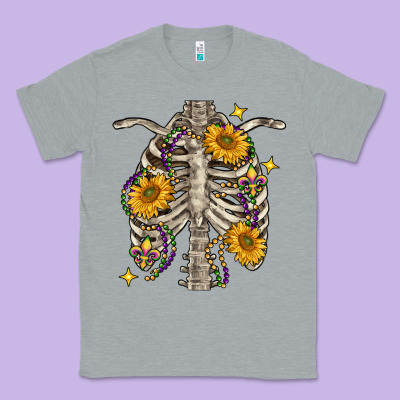 Mardi Gras Chest Sunflowers Skeleton Classic Tee Designed By Fadigitalartstudio
