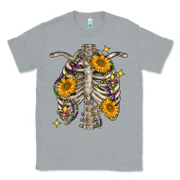 Heather Grey mardi gras chest sunflowers skeleton Classic Tee - FaDigitalArtStudio