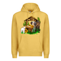 Antique Gold jesus holy night cows and sunflowers Premium Hoodie - AdoDesignShop