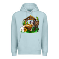 Blue Mist jesus holy night cows and sunflowers Premium Hoodie - AdoDesignShop