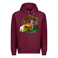 Burgundy jesus holy night cows and sunflowers Premium Hoodie - AdoDesignShop