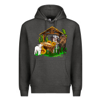 Charcoal Heather jesus holy night cows and sunflowers Premium Hoodie - AdoDesignShop