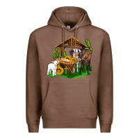 Chestnut jesus holy night cows and sunflowers Premium Hoodie - AdoDesignShop
