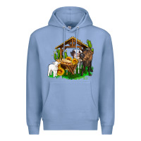 Colony Blue jesus holy night cows and sunflowers Premium Hoodie - AdoDesignShop