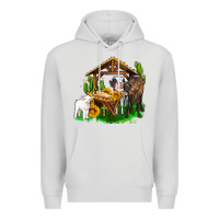 Dove Grey jesus holy night cows and sunflowers Premium Hoodie - AdoDesignShop