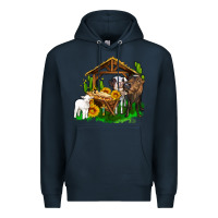 Navy jesus holy night cows and sunflowers Premium Hoodie - AdoDesignShop