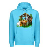 Ocean Blue jesus holy night cows and sunflowers Premium Hoodie - AdoDesignShop