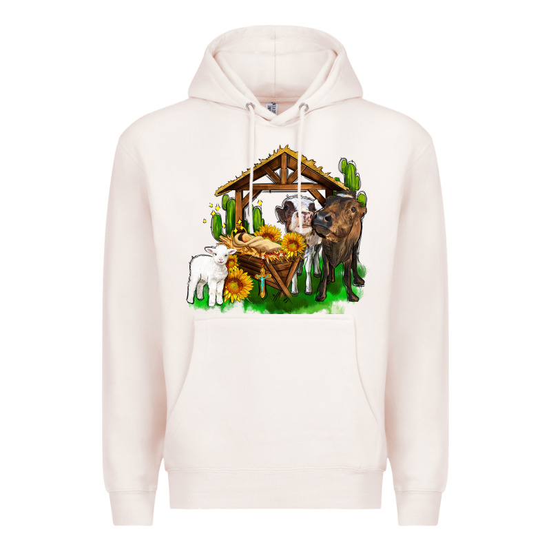 Jesus Holy Night Cows And Sunflowers Premium Hoodie by AdoDesignShop | Teevron