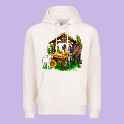 Jesus Holy Night Cows And Sunflowers Premium Hoodie Designed By Adodesignshop
