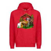 Red jesus holy night cows and sunflowers Premium Hoodie - AdoDesignShop