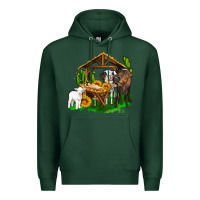 Sports Green jesus holy night cows and sunflowers Premium Hoodie - AdoDesignShop