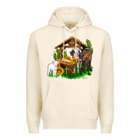 Tofu jesus holy night cows and sunflowers Premium Hoodie - AdoDesignShop