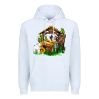 White jesus holy night cows and sunflowers Premium Hoodie - AdoDesignShop