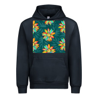 Navy colorful tropical flowers seamless pattern Urban Hoodie - BundleAndBundleShop