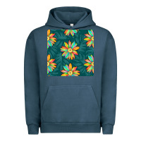 Pigment Midnight Navy colorful tropical flowers seamless pattern Urban Hoodie - BundleAndBundleShop