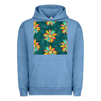 Pigment Pebble Blue colorful tropical flowers seamless pattern Urban Hoodie - BundleAndBundleShop