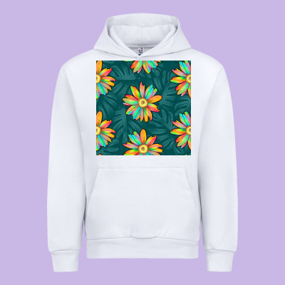 Colorful Tropical Flowers Seamless Pattern Urban Hoodie Designed By Bundleandbundleshop