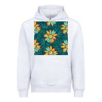 White colorful tropical flowers seamless pattern Urban Hoodie - BundleAndBundleShop