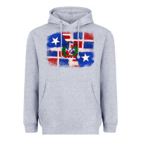 Heather Grey dominican and puerto rico flag Heavyweight Hoodie - texasbilliewilder