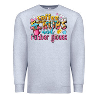 Heather Grey coffee scrubs and rubber gloves Premium Sweatshirt - texasbilliewilder