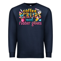 Navy coffee scrubs and rubber gloves Premium Sweatshirt - texasbilliewilder