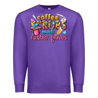 Purple coffee scrubs and rubber gloves Premium Sweatshirt - texasbilliewilder