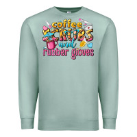 Seafoam coffee scrubs and rubber gloves Premium Sweatshirt - texasbilliewilder