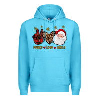 Ocean Blue peace love santa Premium Hoodie - JahusDesignShop