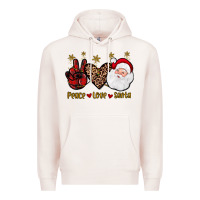 Pale Pink peace love santa Premium Hoodie - JahusDesignShop