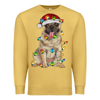 Antique Gold pug with christmas lights Premium Sweatshirt - RanaPortraitStore