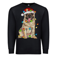 Black pug with christmas lights Premium Sweatshirt - RanaPortraitStore