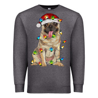Charcoal Heather pug with christmas lights Premium Sweatshirt - RanaPortraitStore