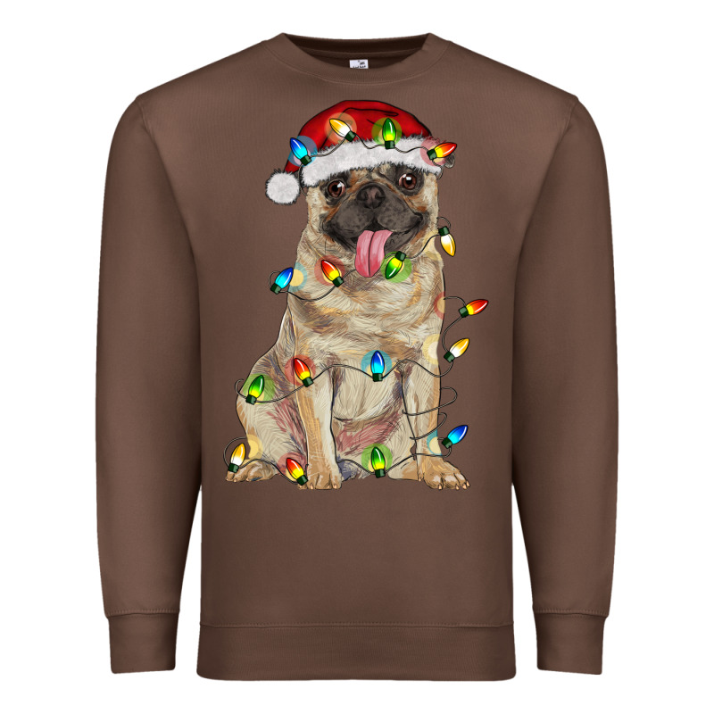 Pug With Christmas Lights Premium Sweatshirt by RanaPortraitStore | Teevron