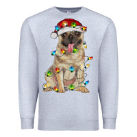 Heather Grey pug with christmas lights Premium Sweatshirt - RanaPortraitStore
