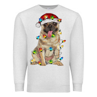 Oatmeal Heather pug with christmas lights Premium Sweatshirt - RanaPortraitStore