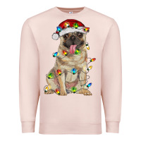 Pale Pink pug with christmas lights Premium Sweatshirt - RanaPortraitStore
