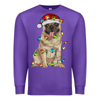 Purple pug with christmas lights Premium Sweatshirt - RanaPortraitStore